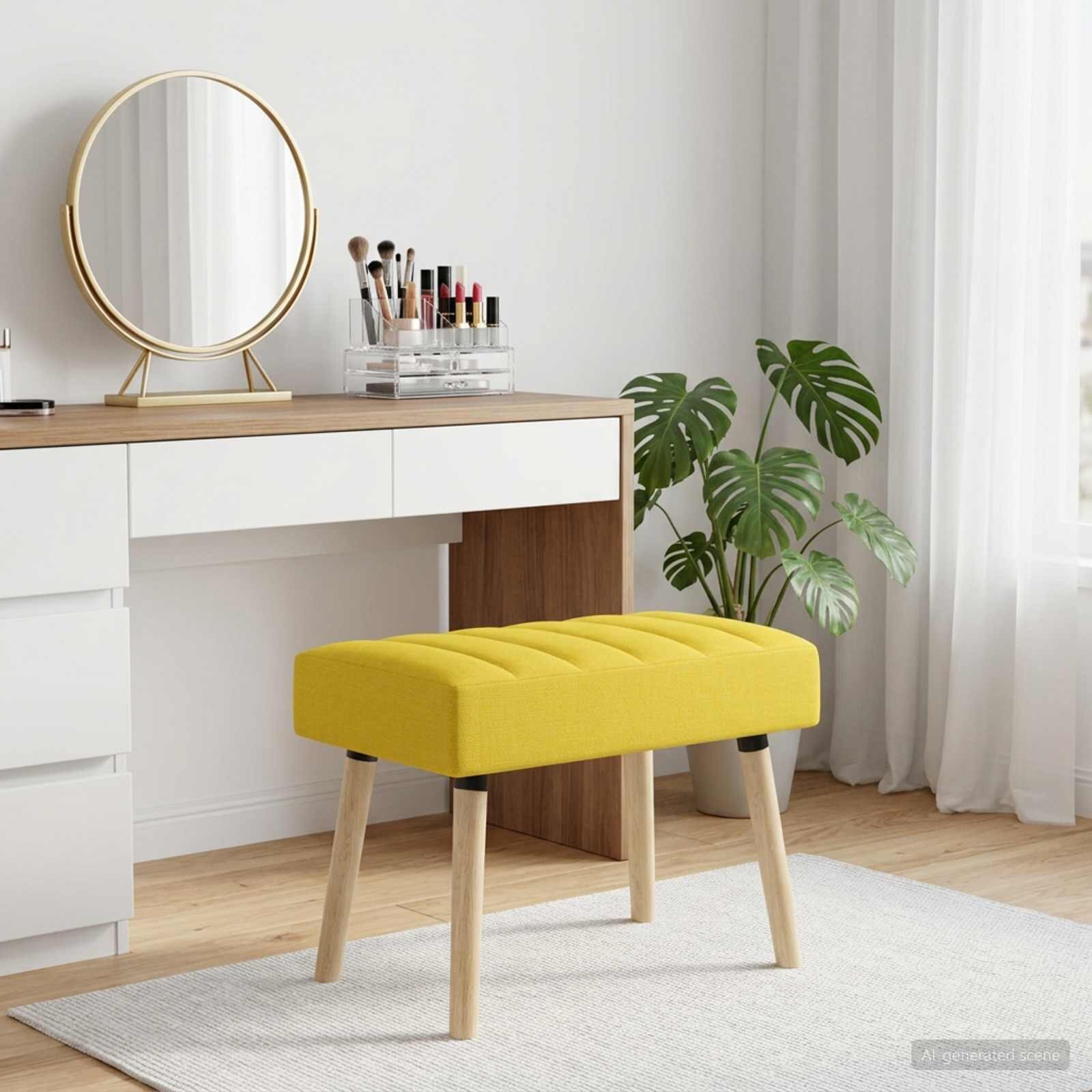 vidaXL Пейка с канали Светло жълто 60 x 40 x 45 см Текстил
