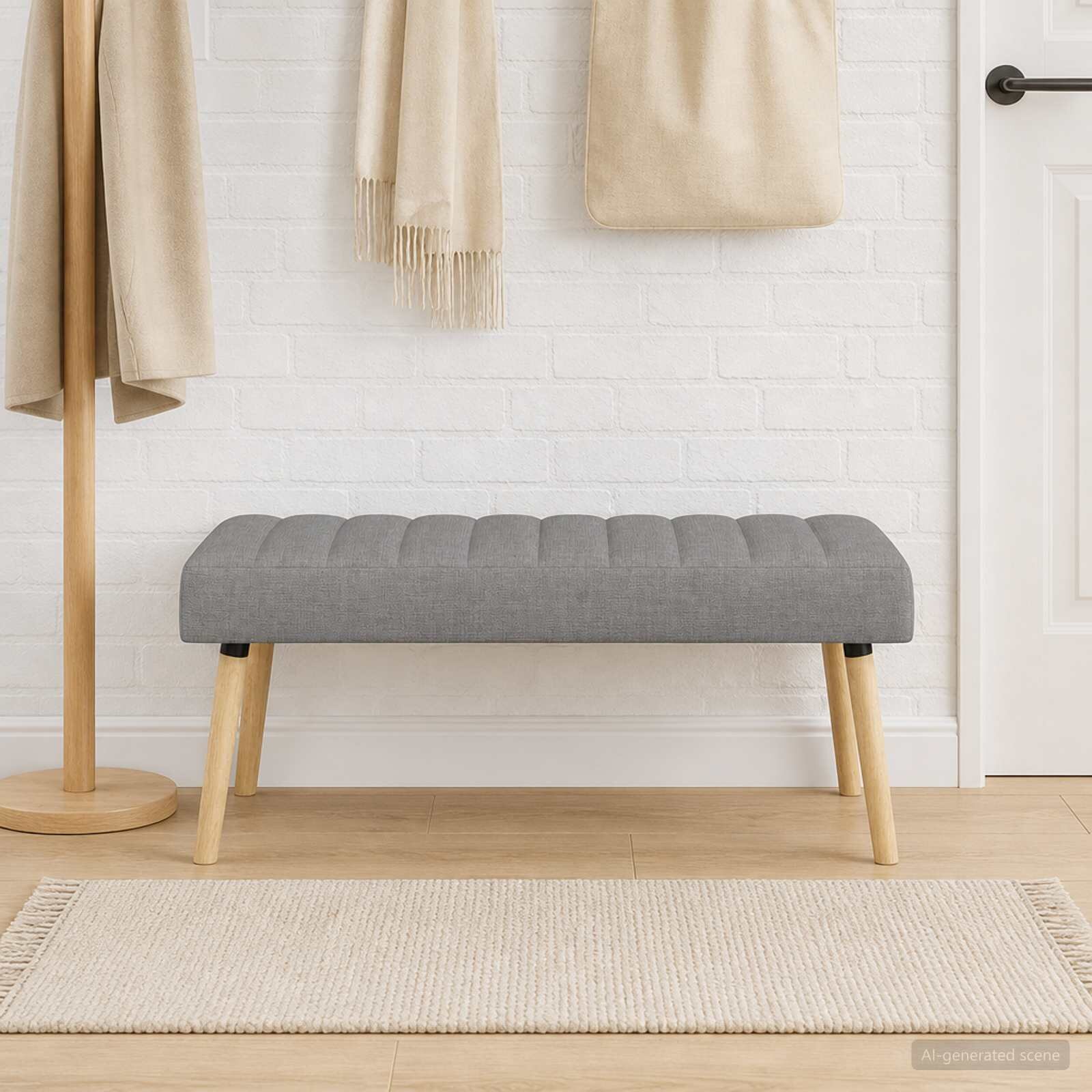 vidaXL Пейка с канали Светлосиво 110 x 40 x 46 cm Текстил