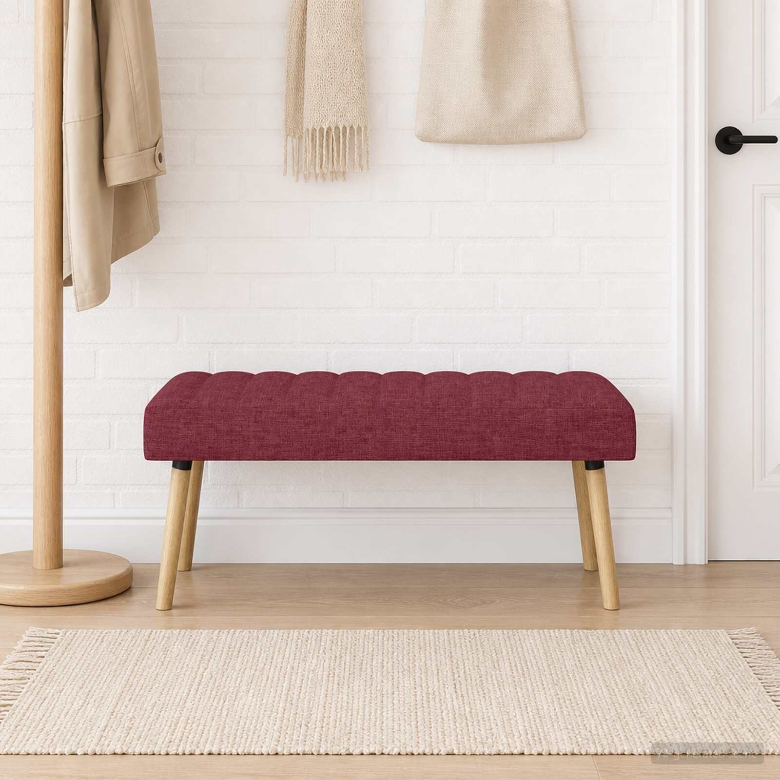 vidaXL Пейка с канали Виненочервен 110 x 40 x 46 cm Текстил