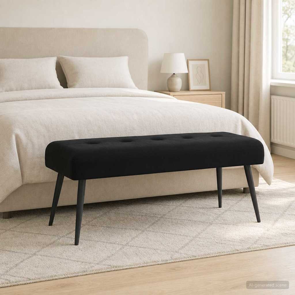 vidaXL Пейка с копчета Черно 110 x 40 x 46 cm Кадифе