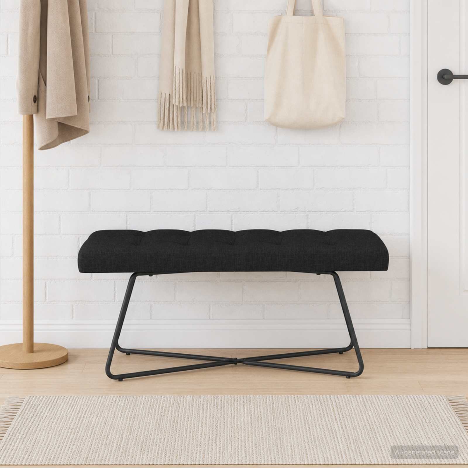 vidaXL Пейка с копчета Черно 110 x 40 x 46 cm Текстил