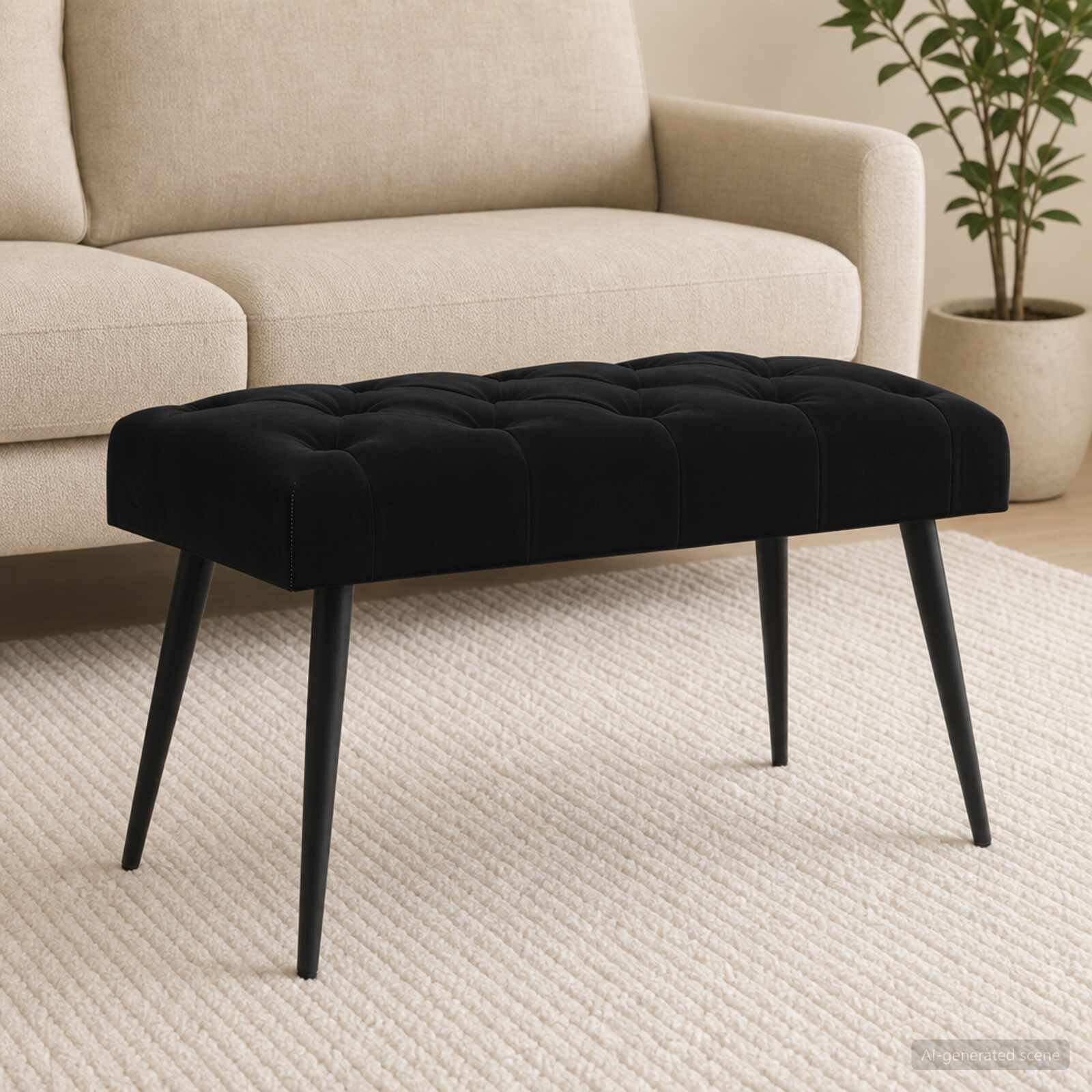 vidaXL Пейка с копчета Черно 80 x 40 x 46 см Кадифе