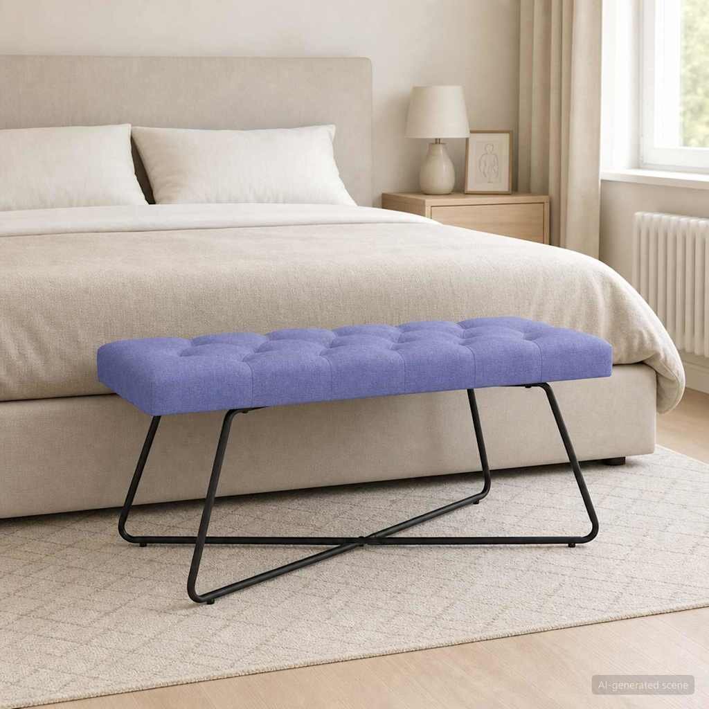 vidaXL Пейка с копчета Дънково син 110 x 40 x 46 cm Текстил