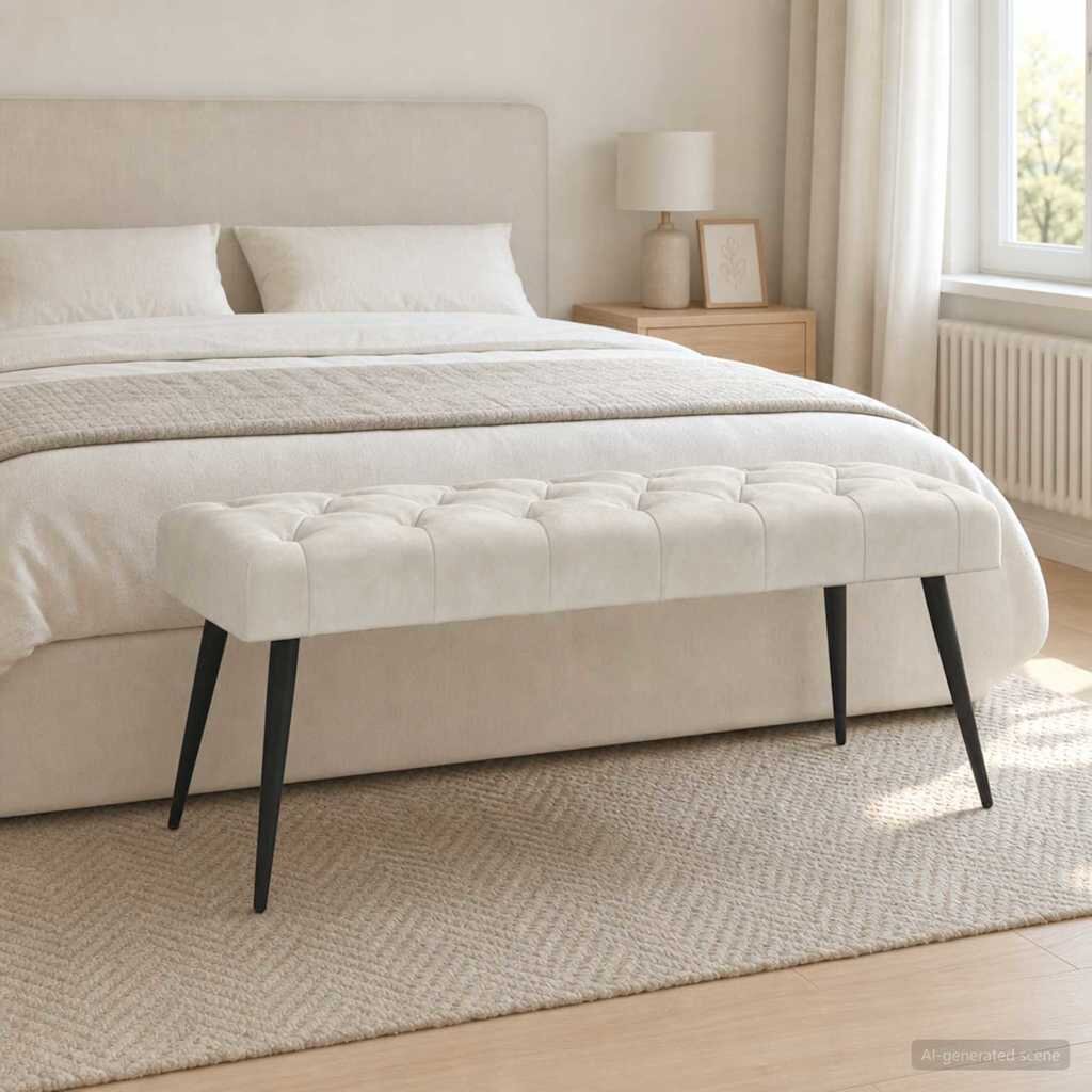 vidaXL Пейка с копчета Кремаво 110 x 40 x 46 cm Кадифе