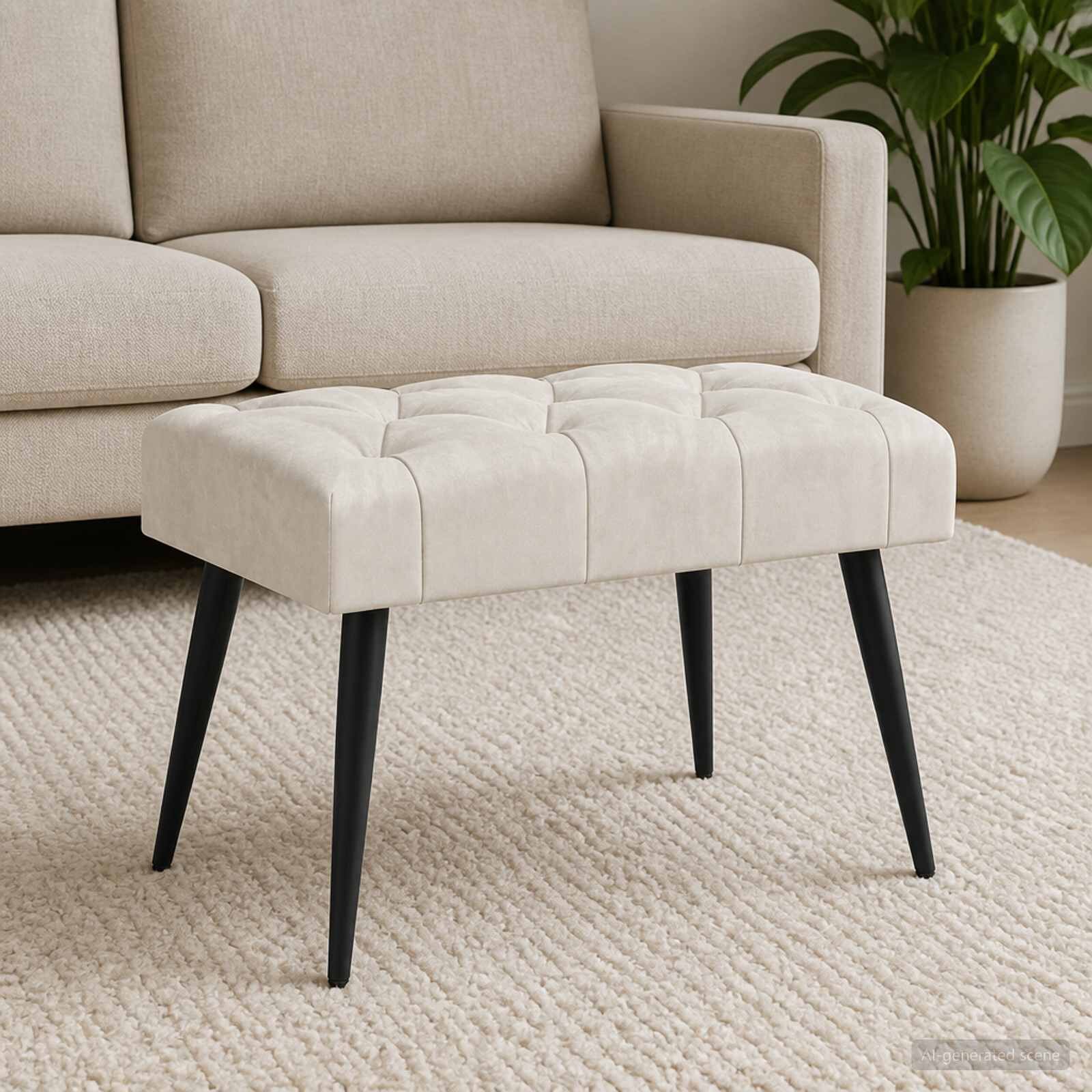 vidaXL Пейка с копчета Кремаво 60 x 40 x 45 см Кадифе