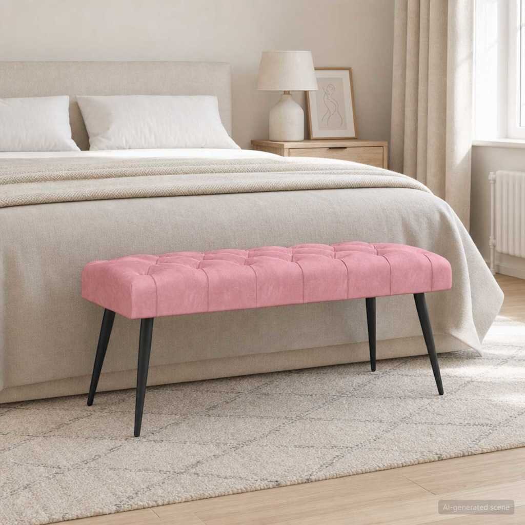 vidaXL Пейка с копчета Розово 110 x 40 x 46 cm Кадифе