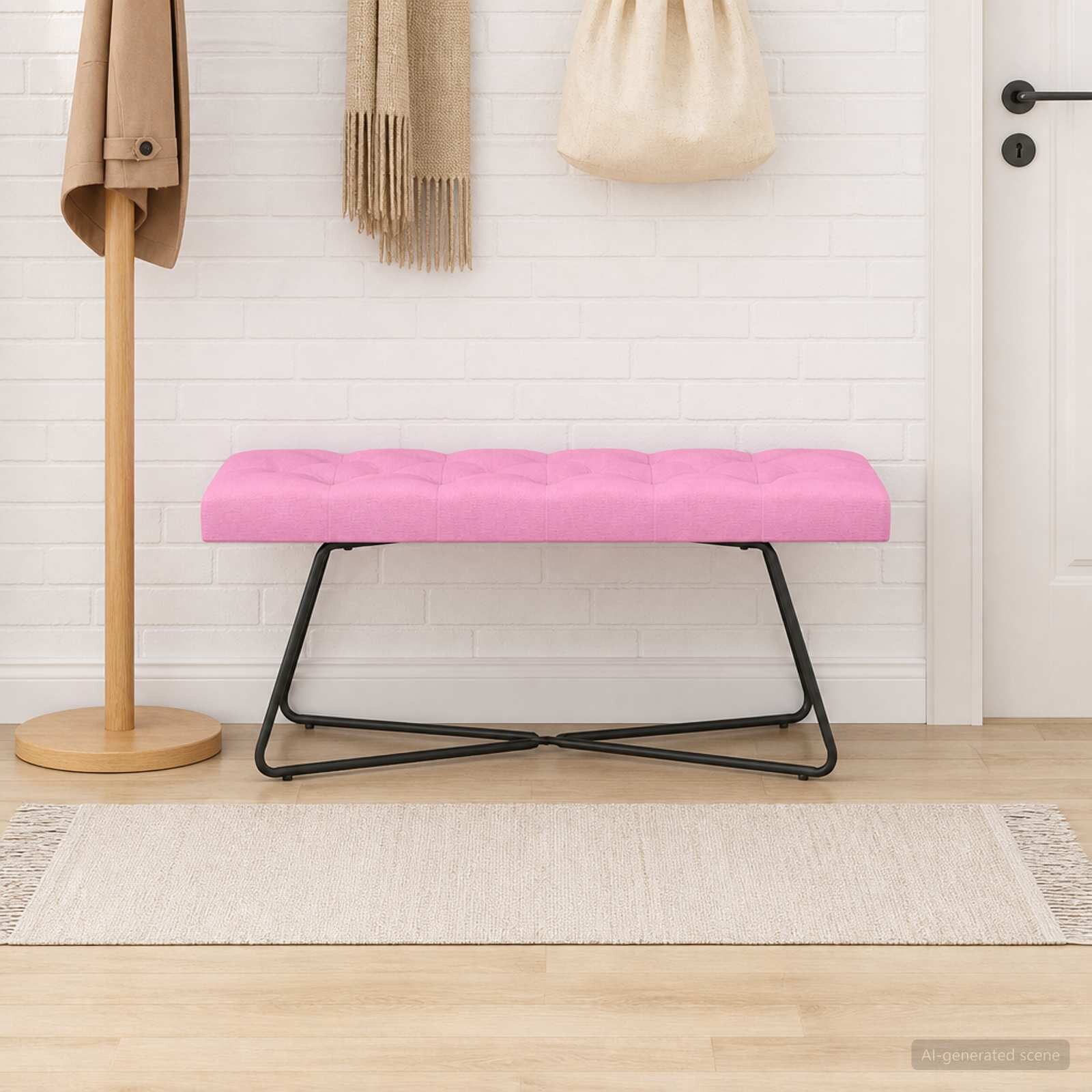 vidaXL Пейка с копчета Розово 110 x 40 x 46 cm Текстил
