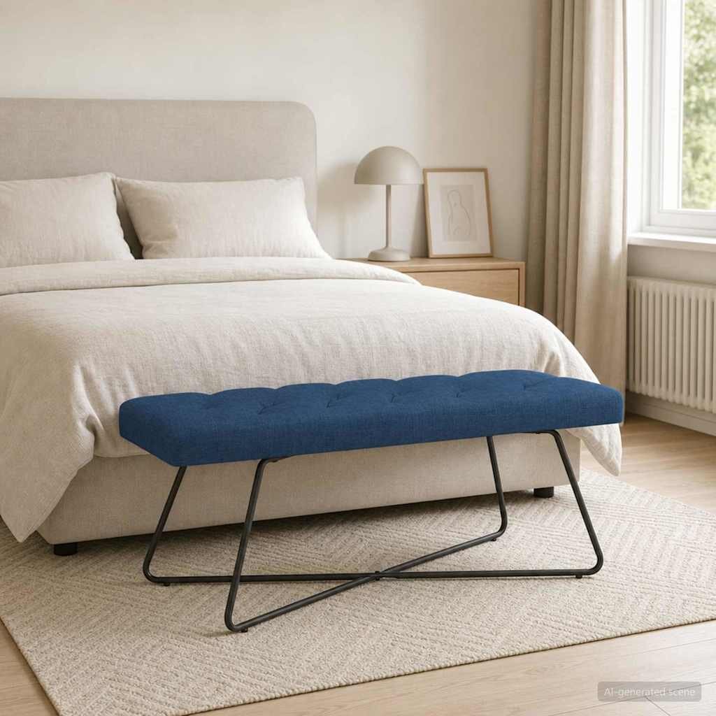 vidaXL Пейка с копчета Синьо 110 x 40 x 46 cm Текстил
