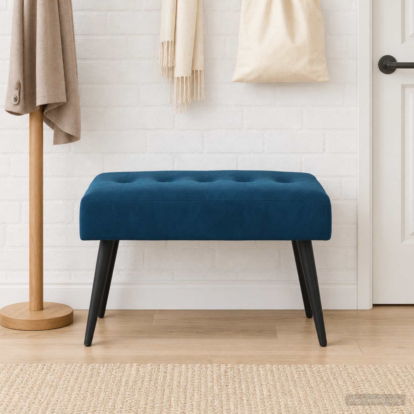 vidaXL Пейка с копчета Синьо 60 x 40 x 45 см Кадифе