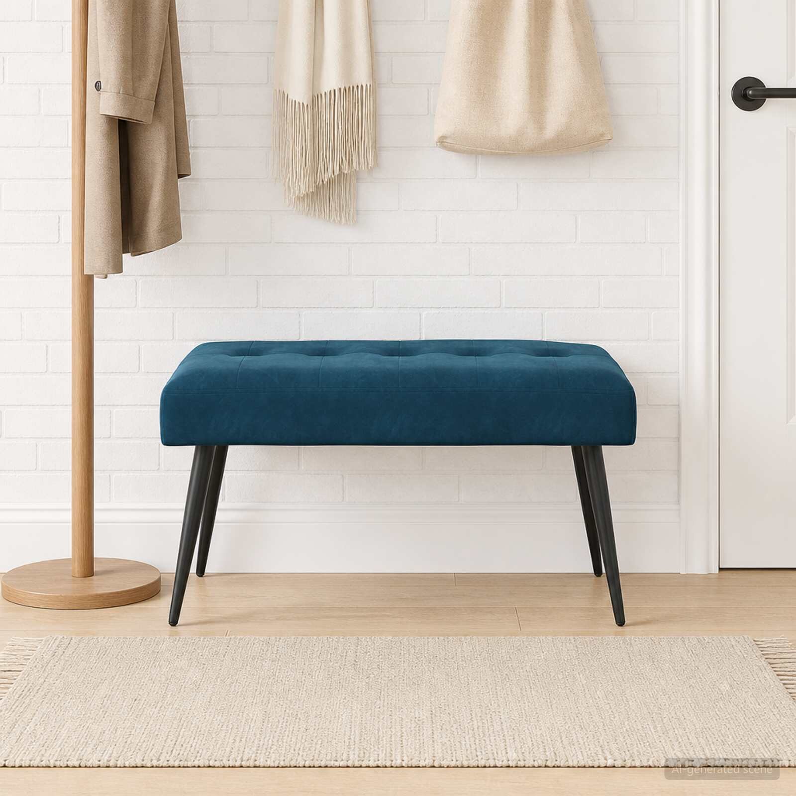 vidaXL Пейка с копчета Синьо 80 x 40 x 46 см Кадифе