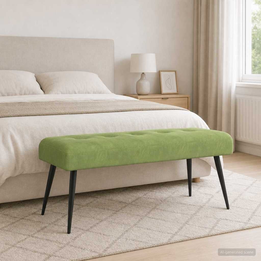 vidaXL Пейка с копчета Светло зелено 110 x 40 x 46 cm Кадифе