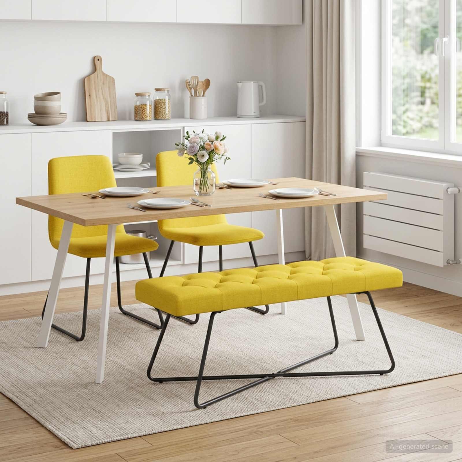 vidaXL Пейка с копчета Светло жълто 110 x 40 x 46 cm Текстил