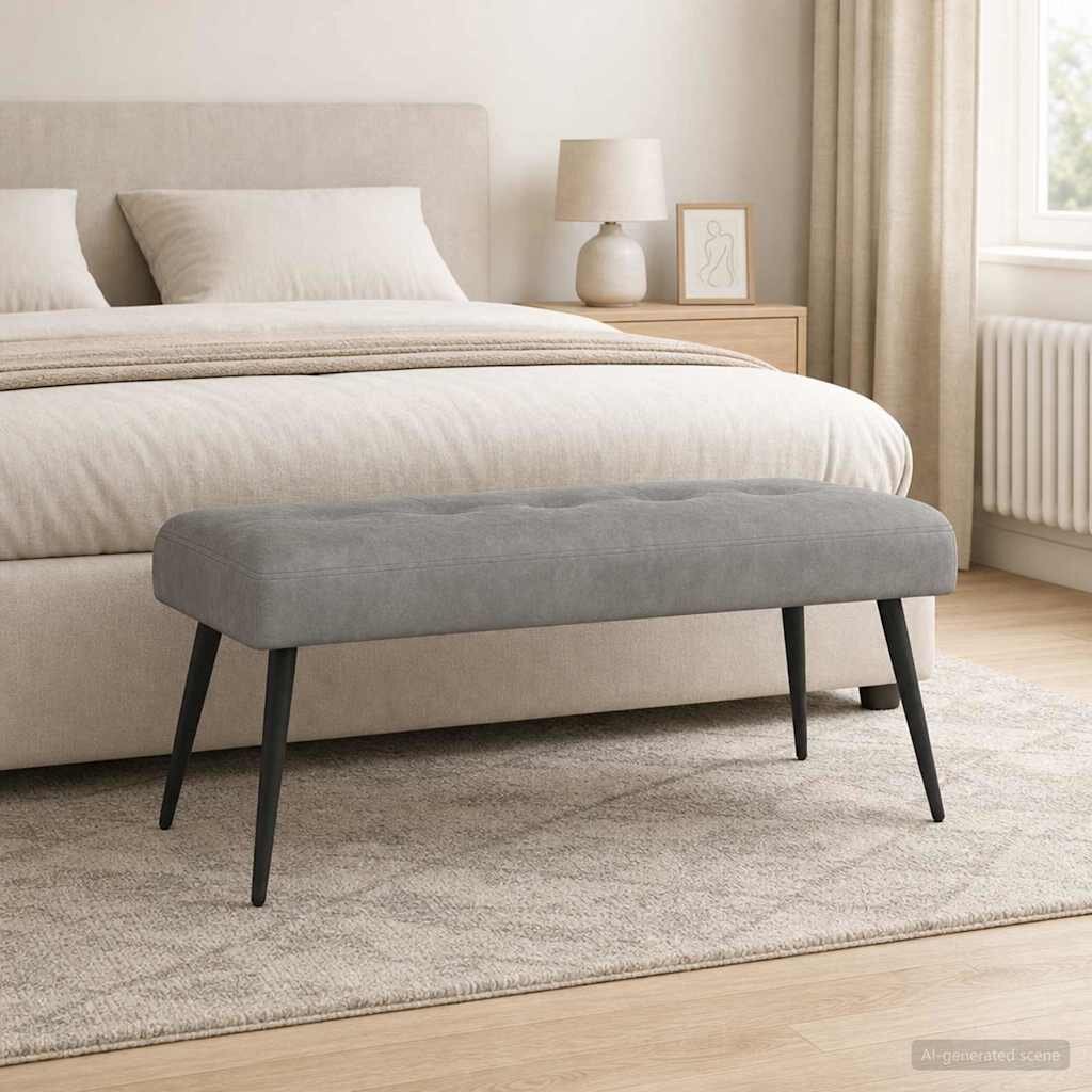 vidaXL Пейка с копчета Светлосиво 110 x 40 x 46 cm Кадифе