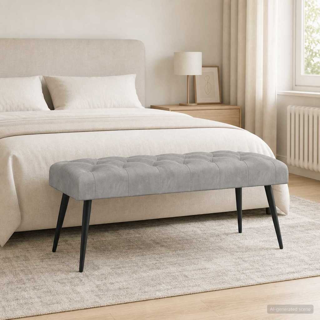 vidaXL Пейка с копчета Светлосиво 110 x 40 x 46 cm Кадифе