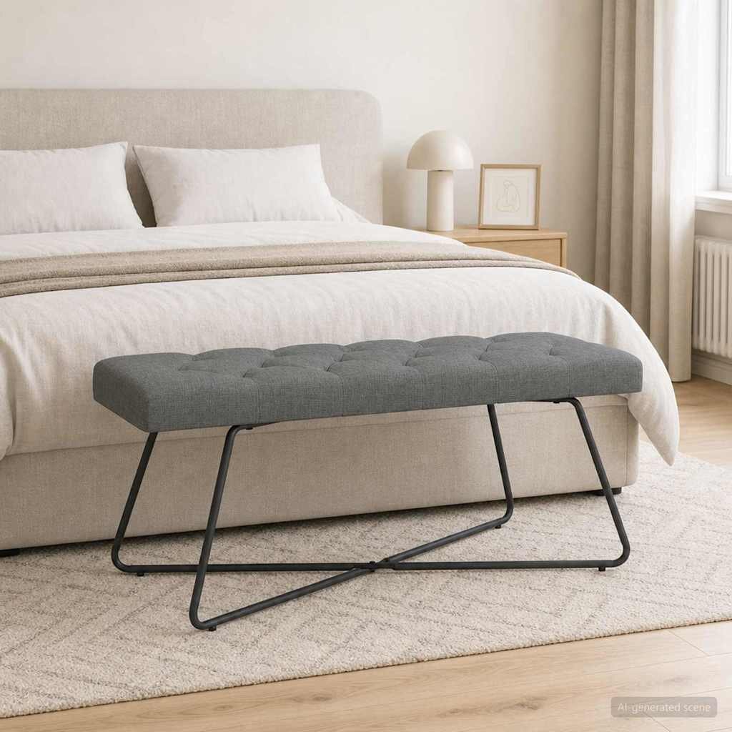 vidaXL Пейка с копчета Тъмносиво 110 x 40 x 46 cm Текстил