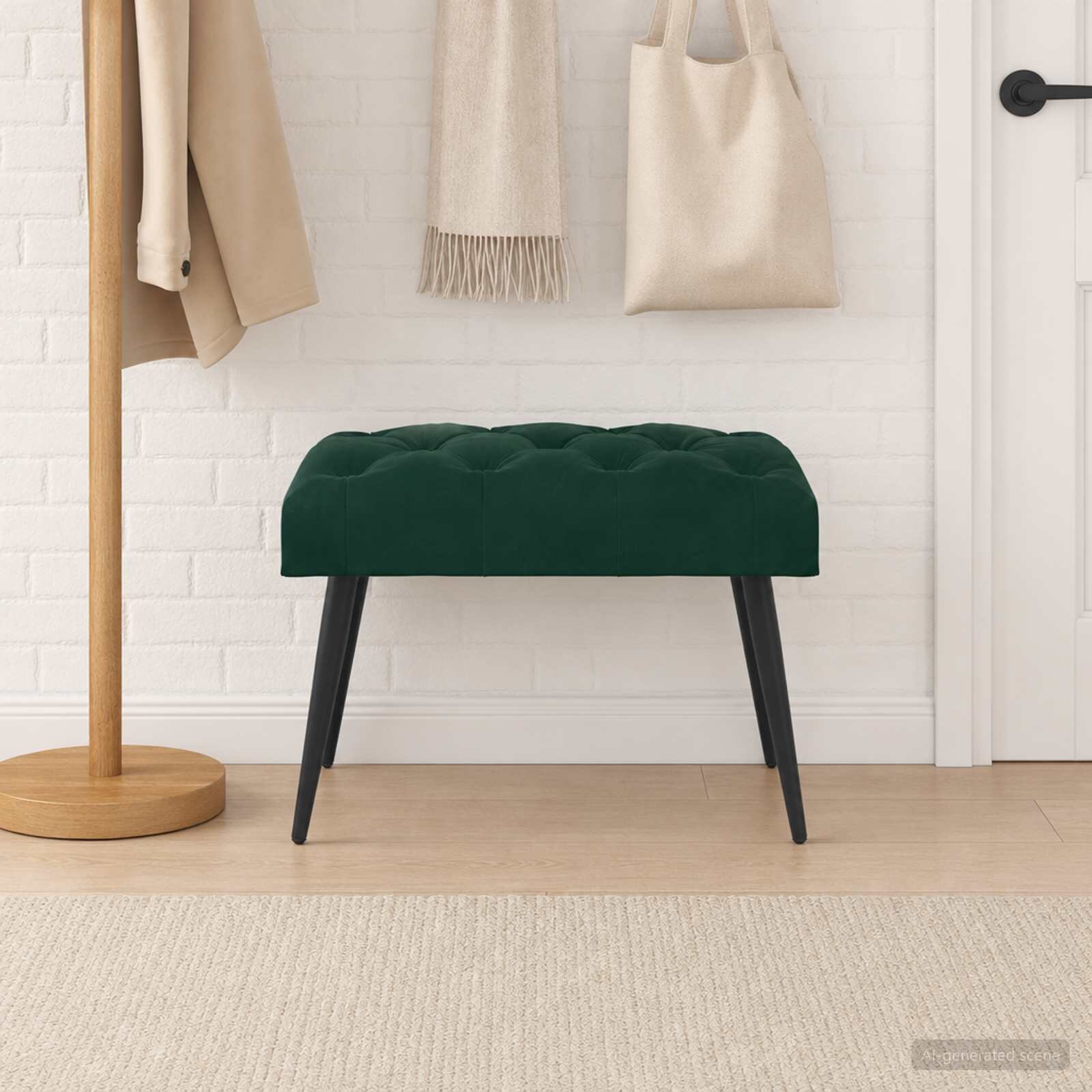 vidaXL Пейка с копчета Тъмнозелено 60 x 40 x 45 см Кадифе