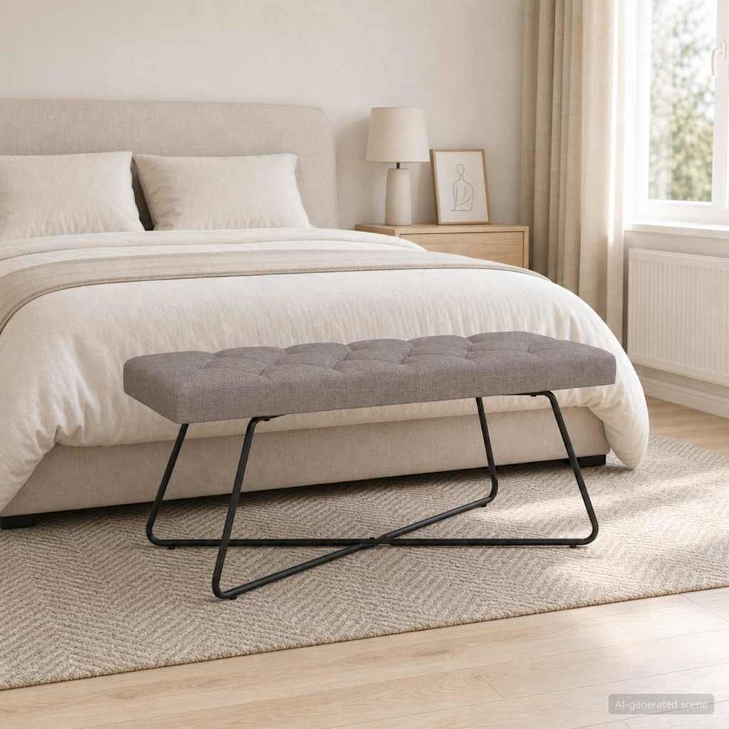 vidaXL Пейка с копчета Таупе 110 x 40 x 46 cm Текстил
