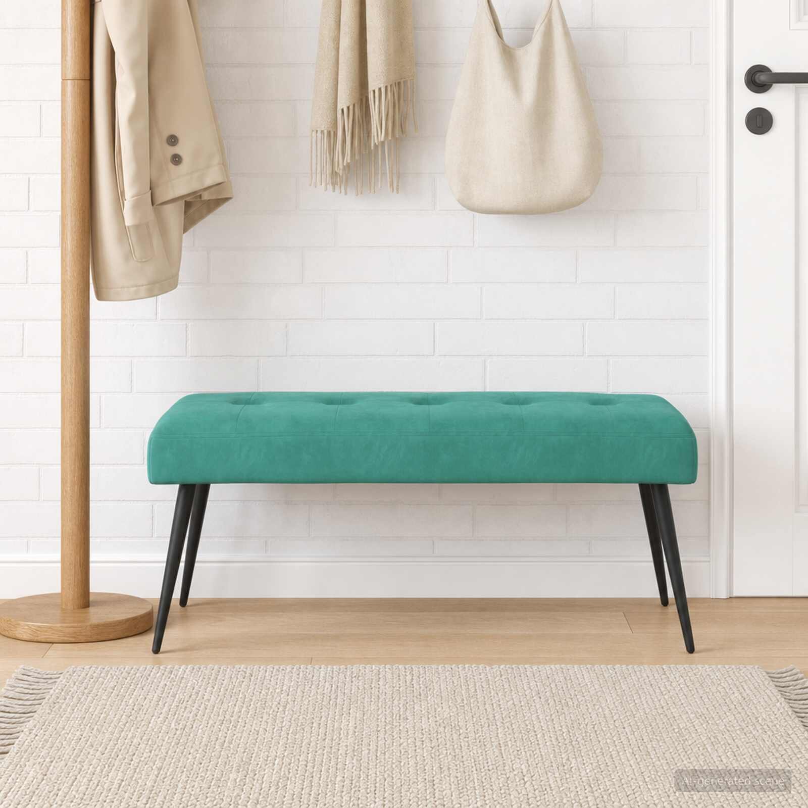 vidaXL Пейка с копчета Тюркоаз 110 x 40 x 46 cm Кадифе