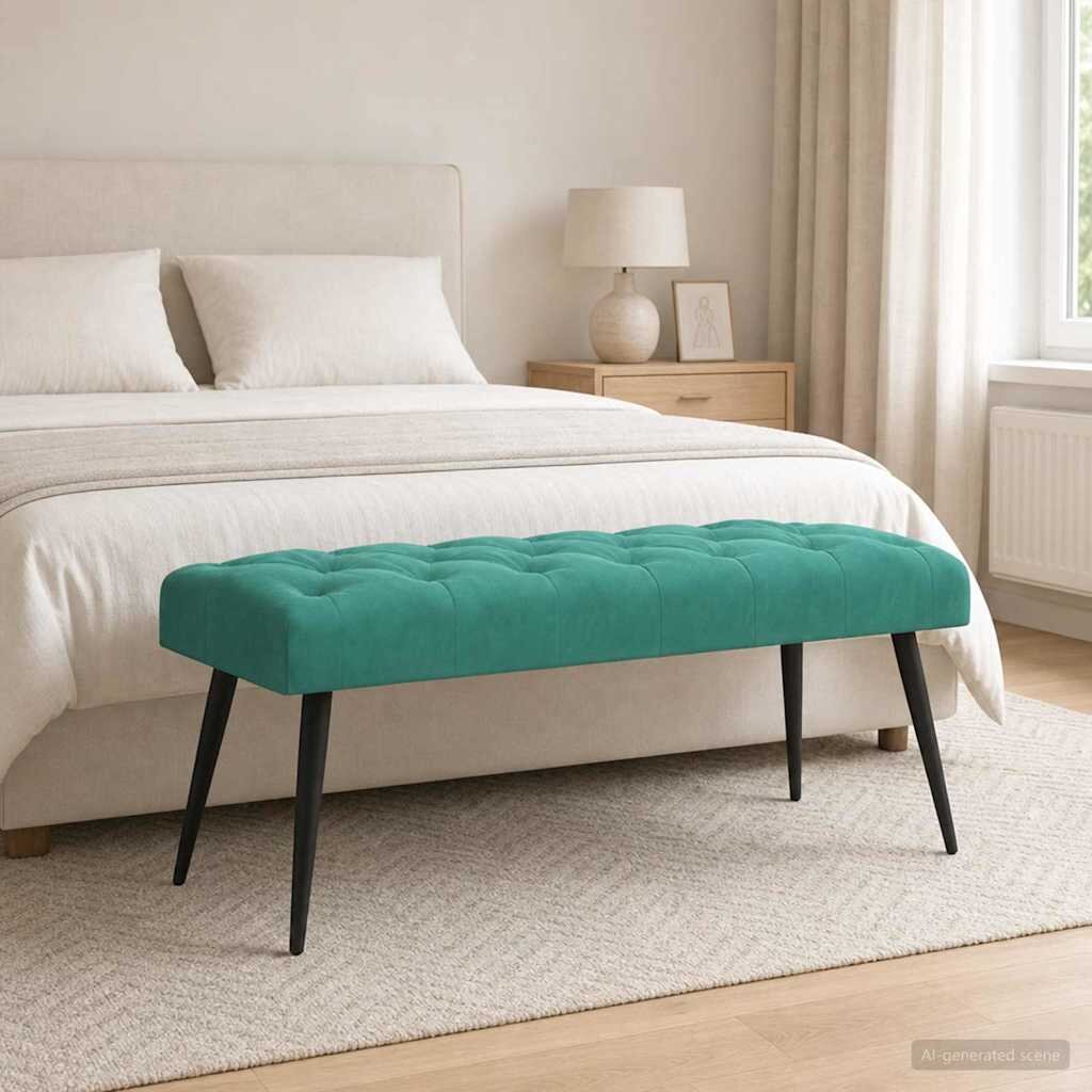 vidaXL Пейка с копчета Тюркоаз 110 x 40 x 46 cm Кадифе