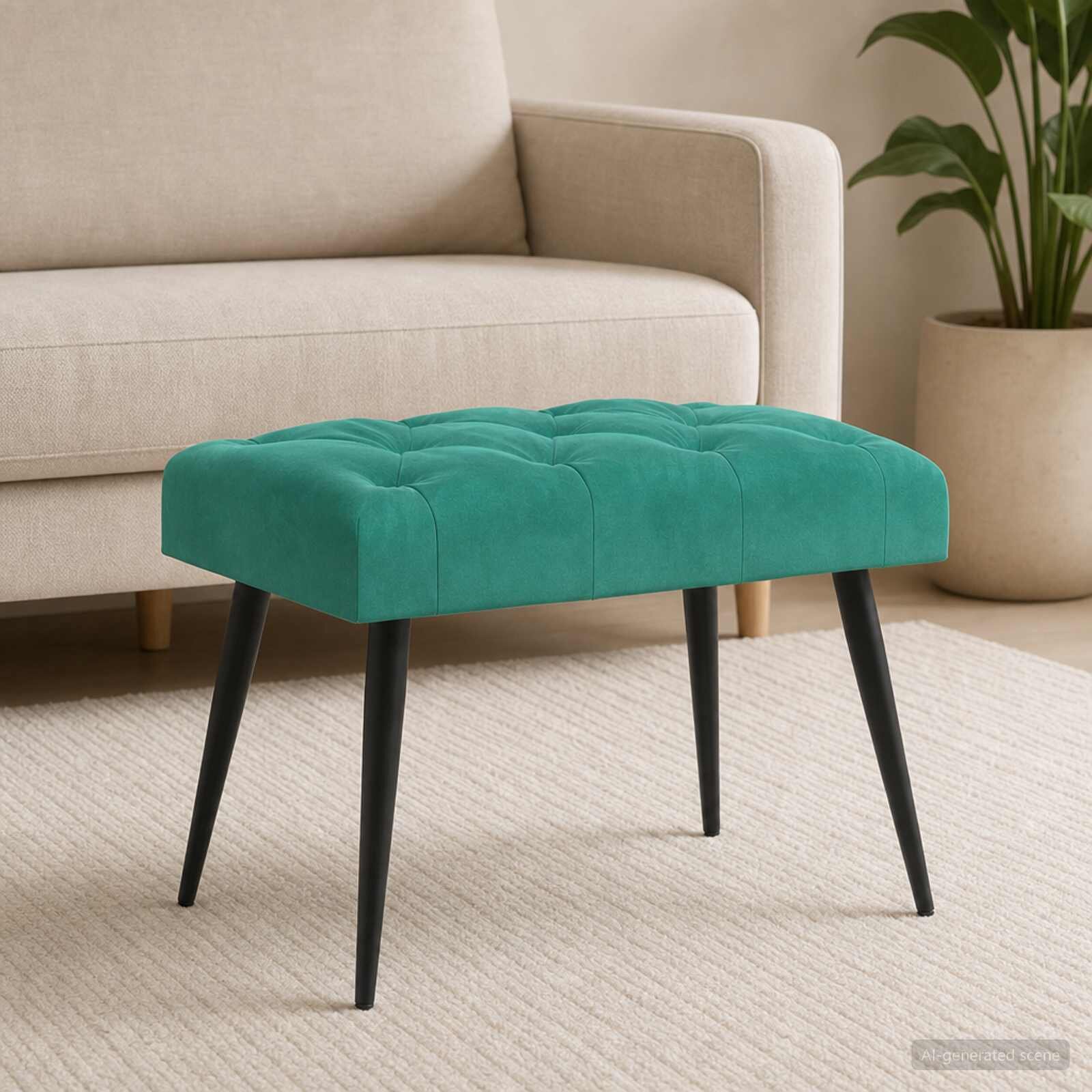 vidaXL Пейка с копчета Тюркоаз 60 x 40 x 45 см Кадифе
