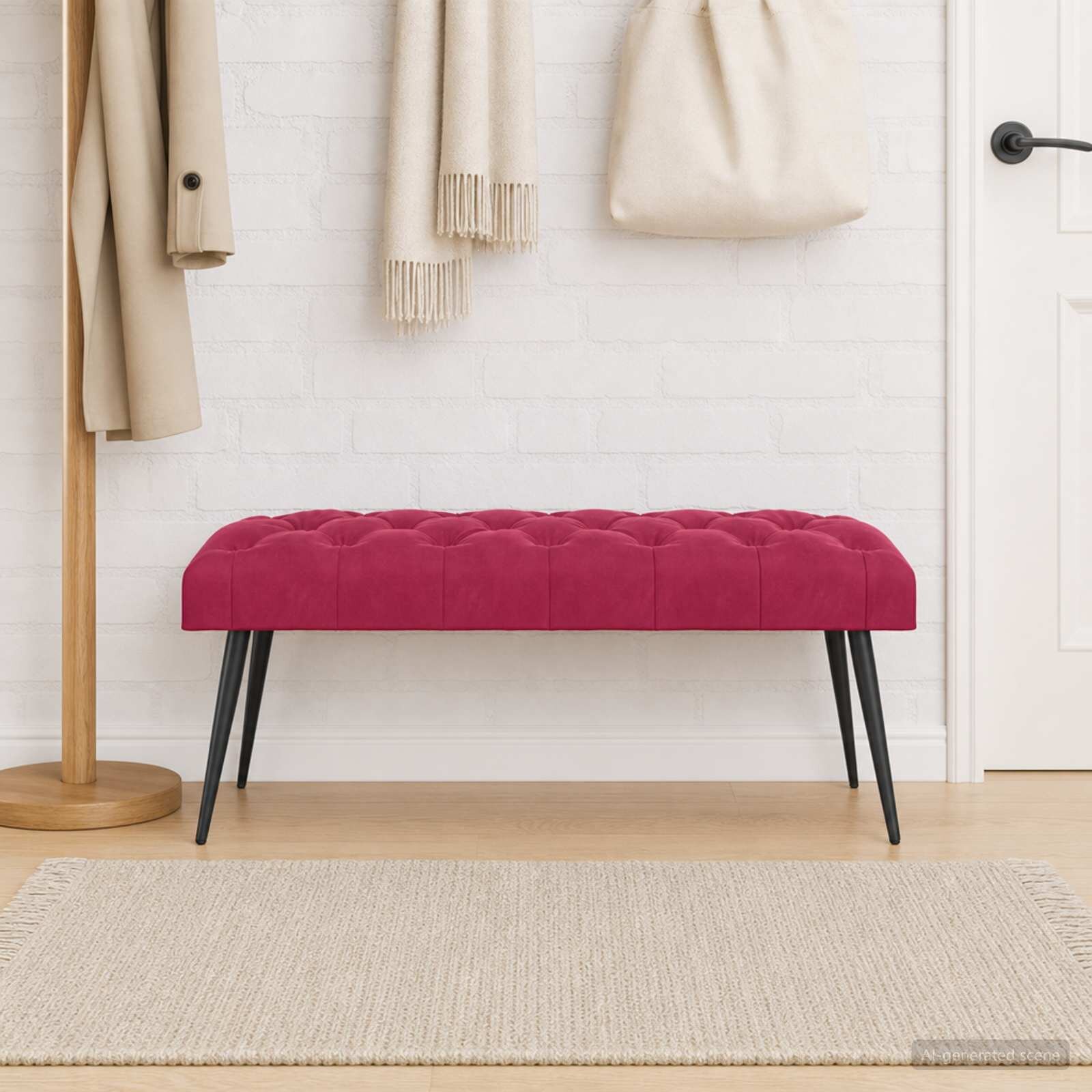 vidaXL Пейка с копчета Виненочервен 110 x 40 x 46 cm Кадифе