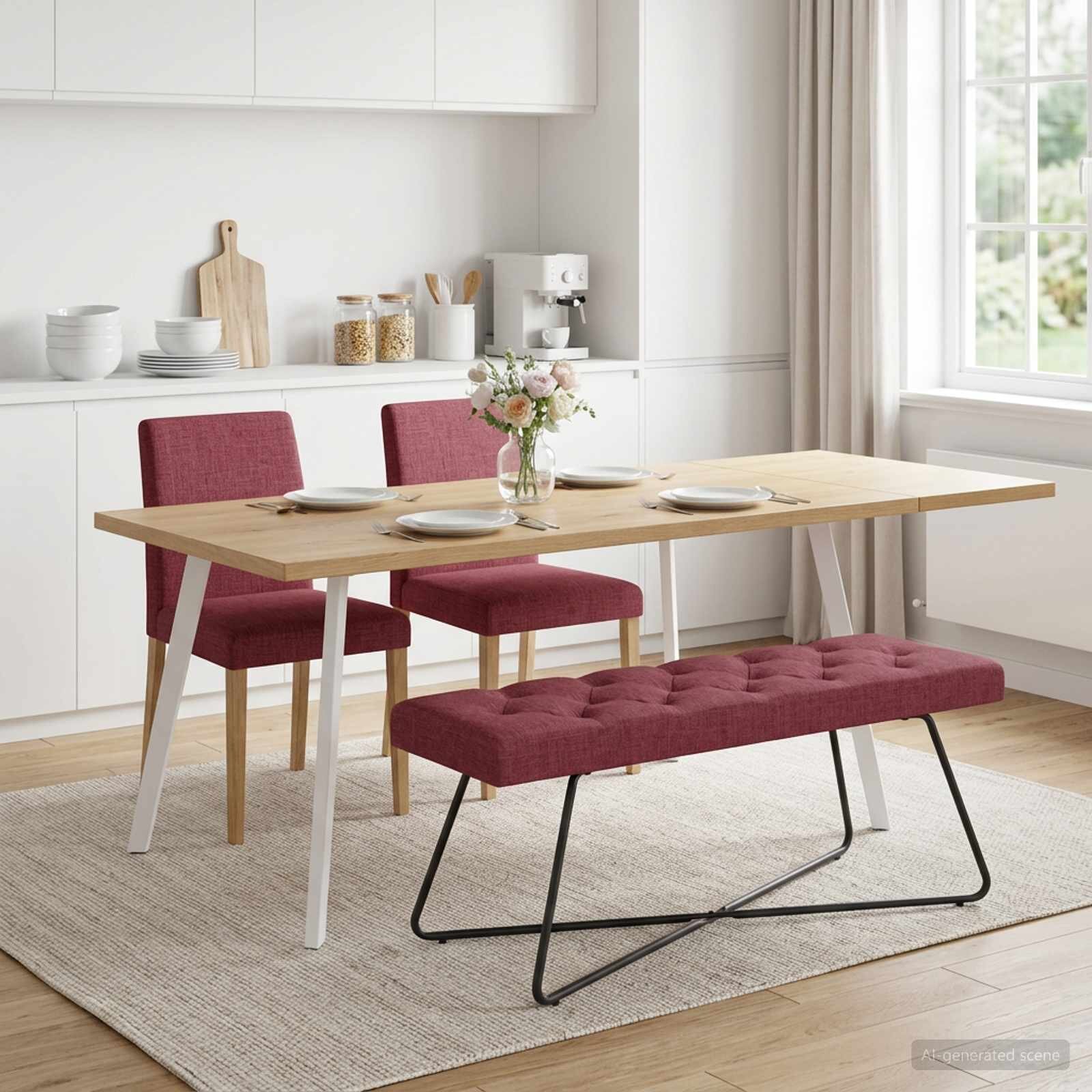 vidaXL Пейка с копчета Виненочервен 110 x 40 x 46 cm Текстил