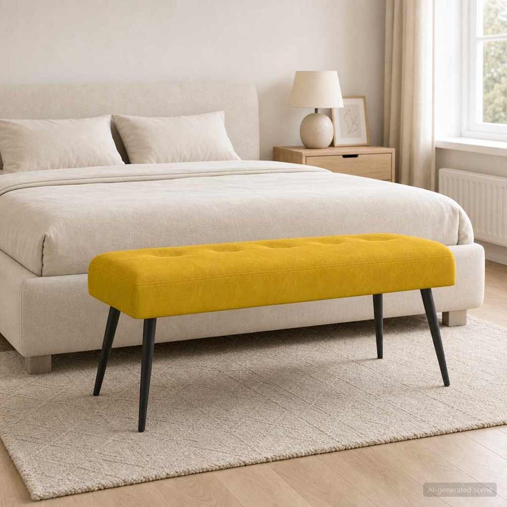 vidaXL Пейка с копчета Жълто 110 x 40 x 46 cm Кадифе
