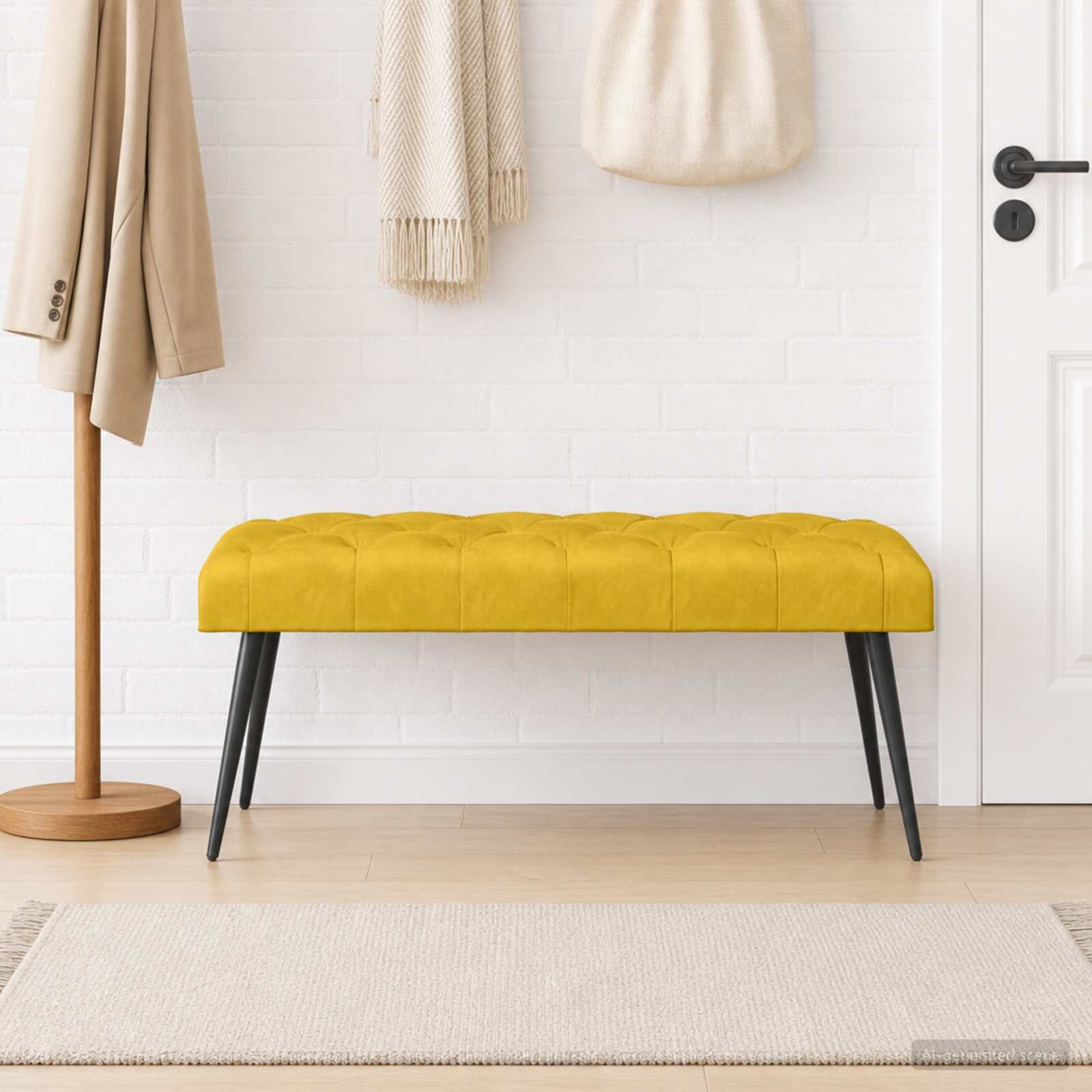 vidaXL Пейка с копчета Жълто 110 x 40 x 46 cm Кадифе