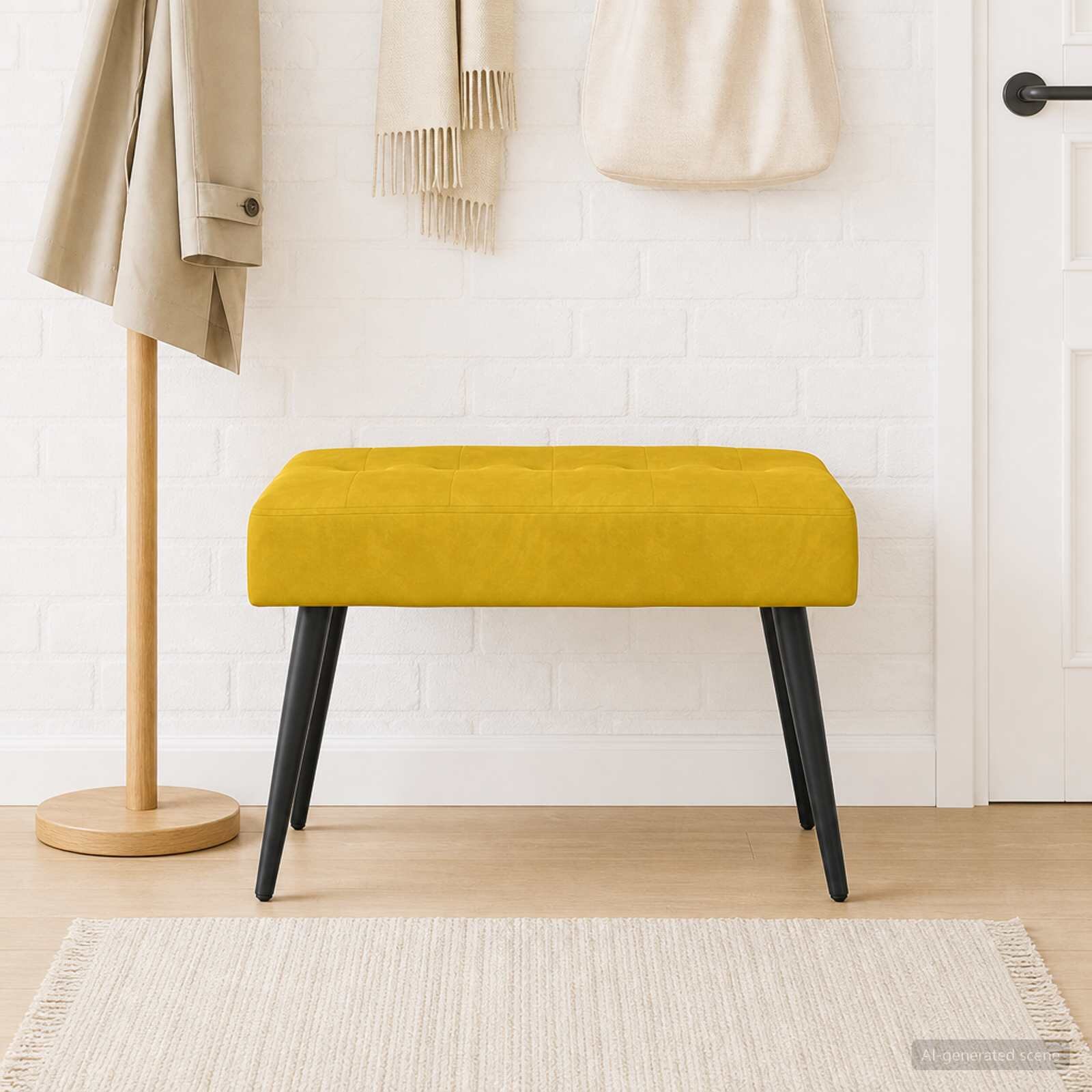 vidaXL Пейка с копчета Жълто 60 x 40 x 45 см Кадифе