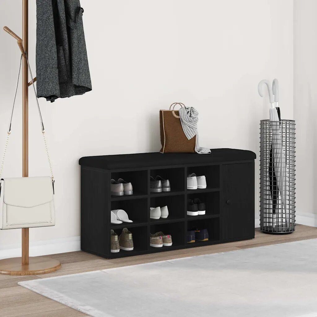 vidaXL Пейка с място за съхранение Черния дъб 102 x 32 x 50 cm