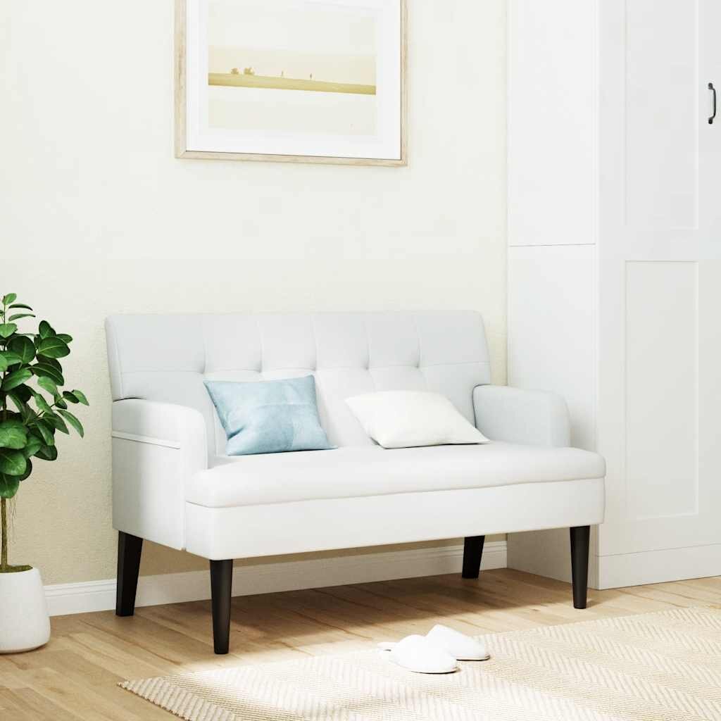 vidaXL Пейка с облегалка бяла 112x655x75 см изкуствена кожа