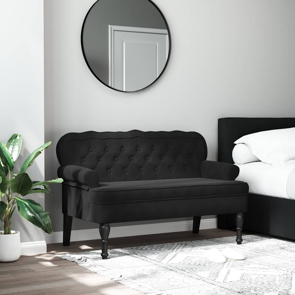 vidaXL Пейка с облегалка черна 1195x645x75 см кадифе