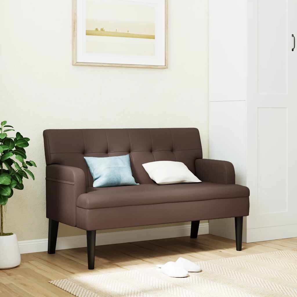 vidaXL Пейка с облегалка кафява 112x655x75 см изкуствена кожа