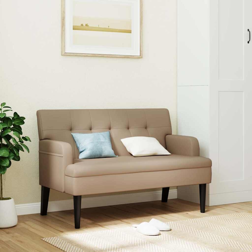 vidaXL Пейка с облегалка капучино 112x655x75 см изкуствена кожа
