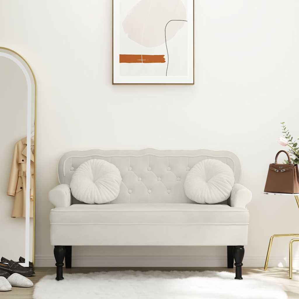 vidaXL Пейка с облегалка кремава 1195x645x75 см кадифе