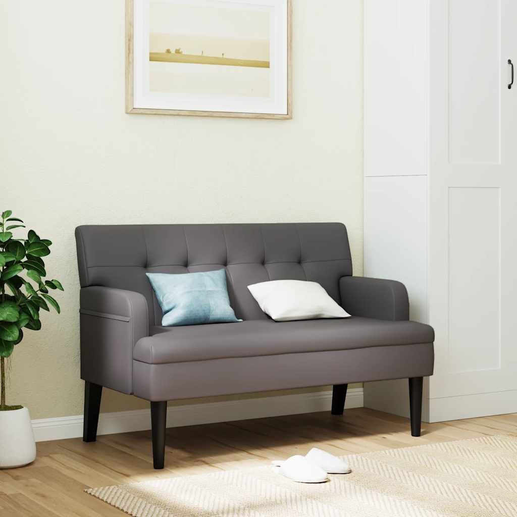 vidaXL Пейка с облегалка сива 112x655x75 см изкуствена кожа