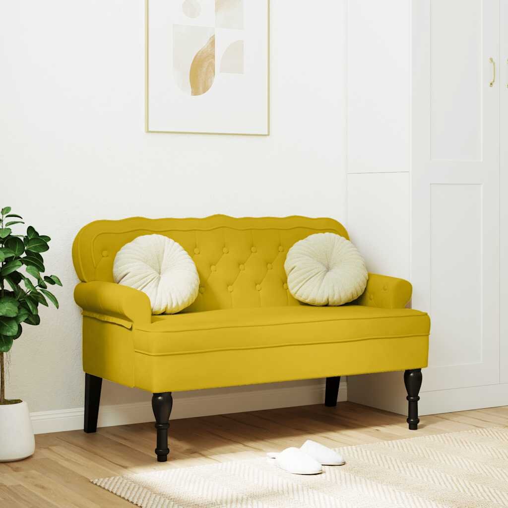 vidaXL Пейка с облегалка жълта 1195x645x75 см кадифе