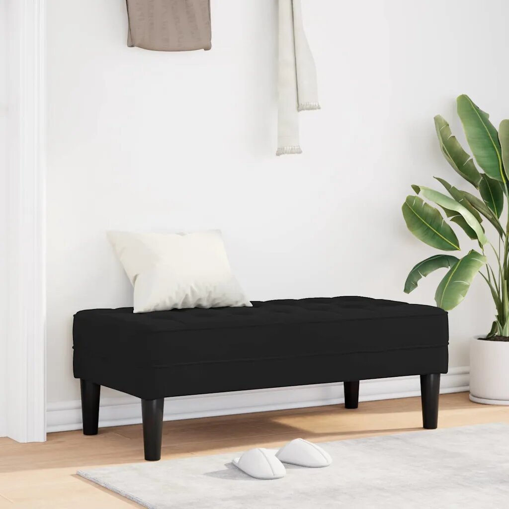 vidaXL Пейка с възглавница Черно 113 x 57 x 39 см Кадифе