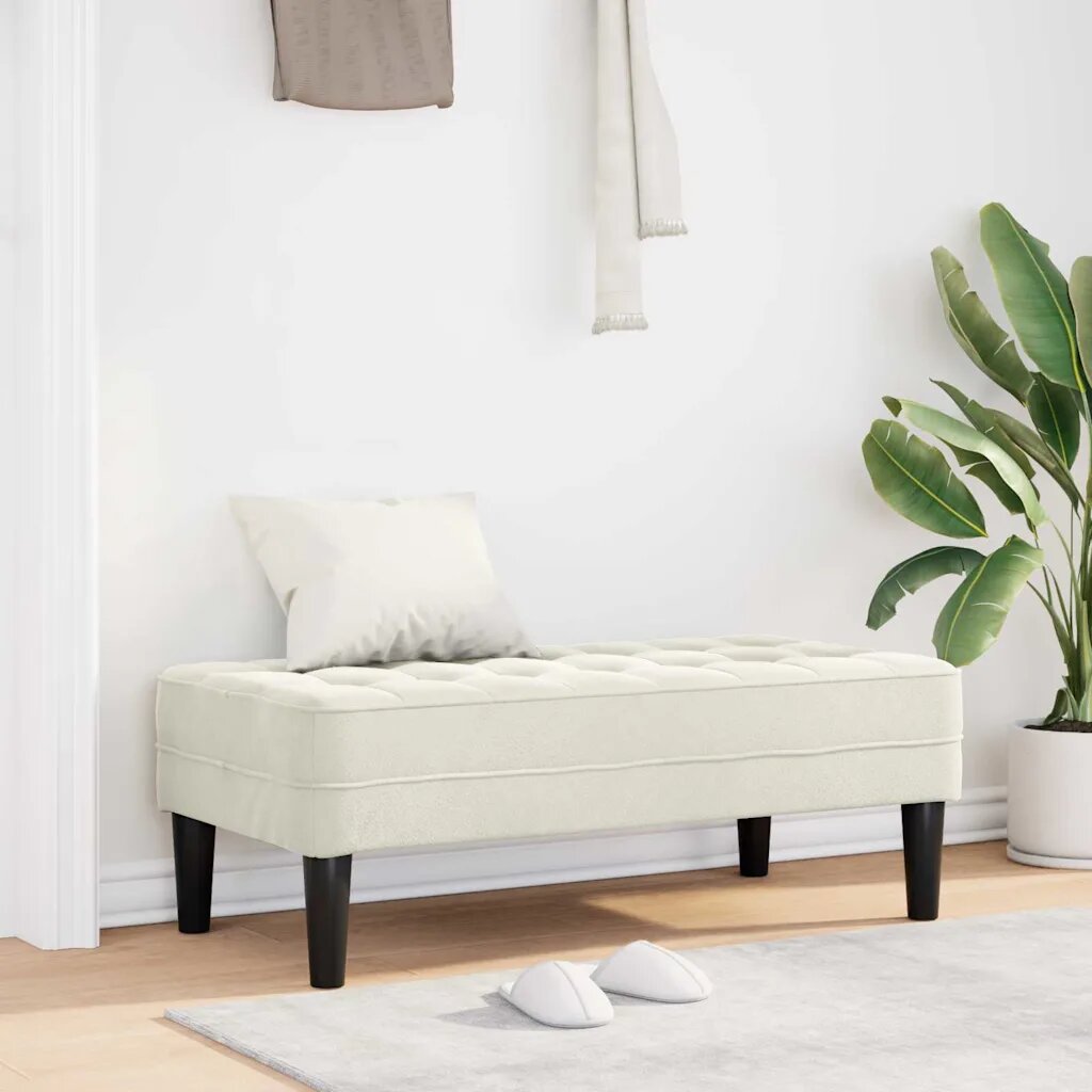 vidaXL Пейка с възглавница Крем 113 x 57 x 39 см Кадифе
