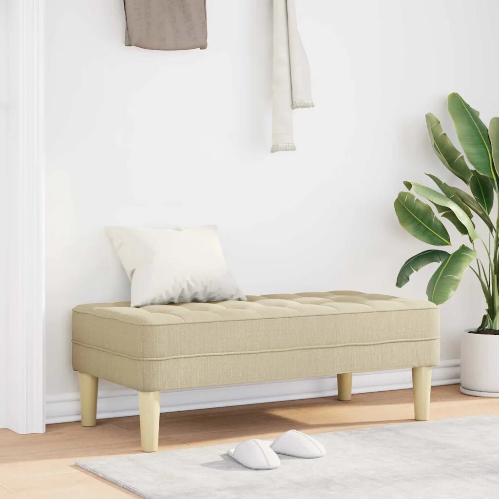 vidaXL Пейка с възглавница Крем 113 x 57 x 39 см текстил