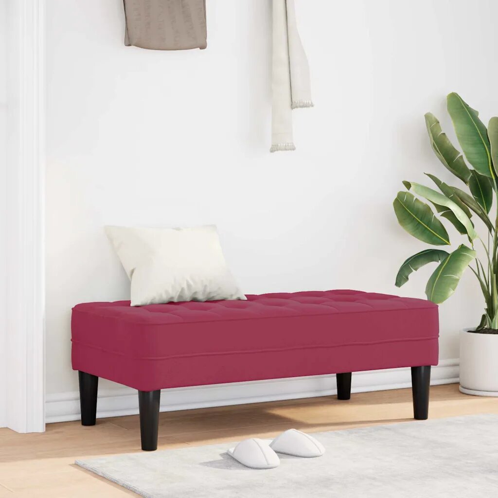 vidaXL Пейка с възглавница Виненочервен 113 x 57 x 39 см Кадифе