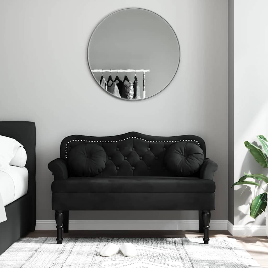 vidaXL Пейка с възглавници черна 1205x65x75 см кадифе