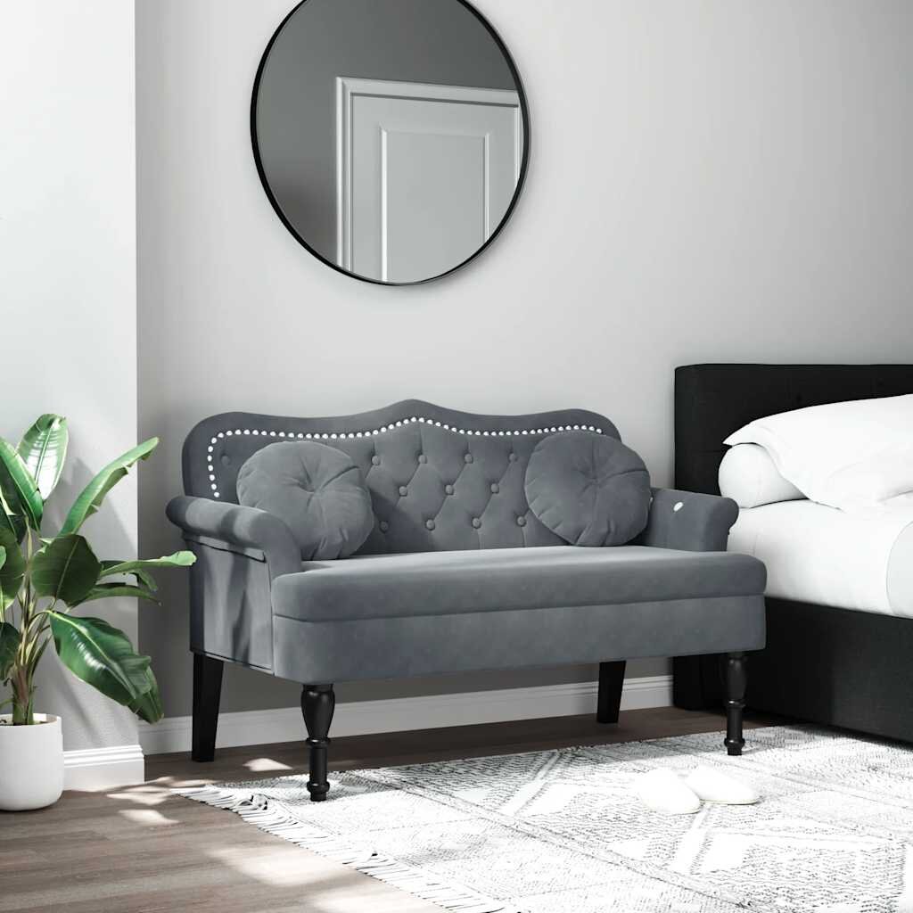 vidaXL Пейка с възглавници тъмносива 1205x65x75 см кадифе