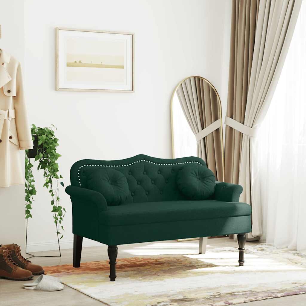 vidaXL Пейка с възглавници тъмнозелена 1205x65x75 см кадифена