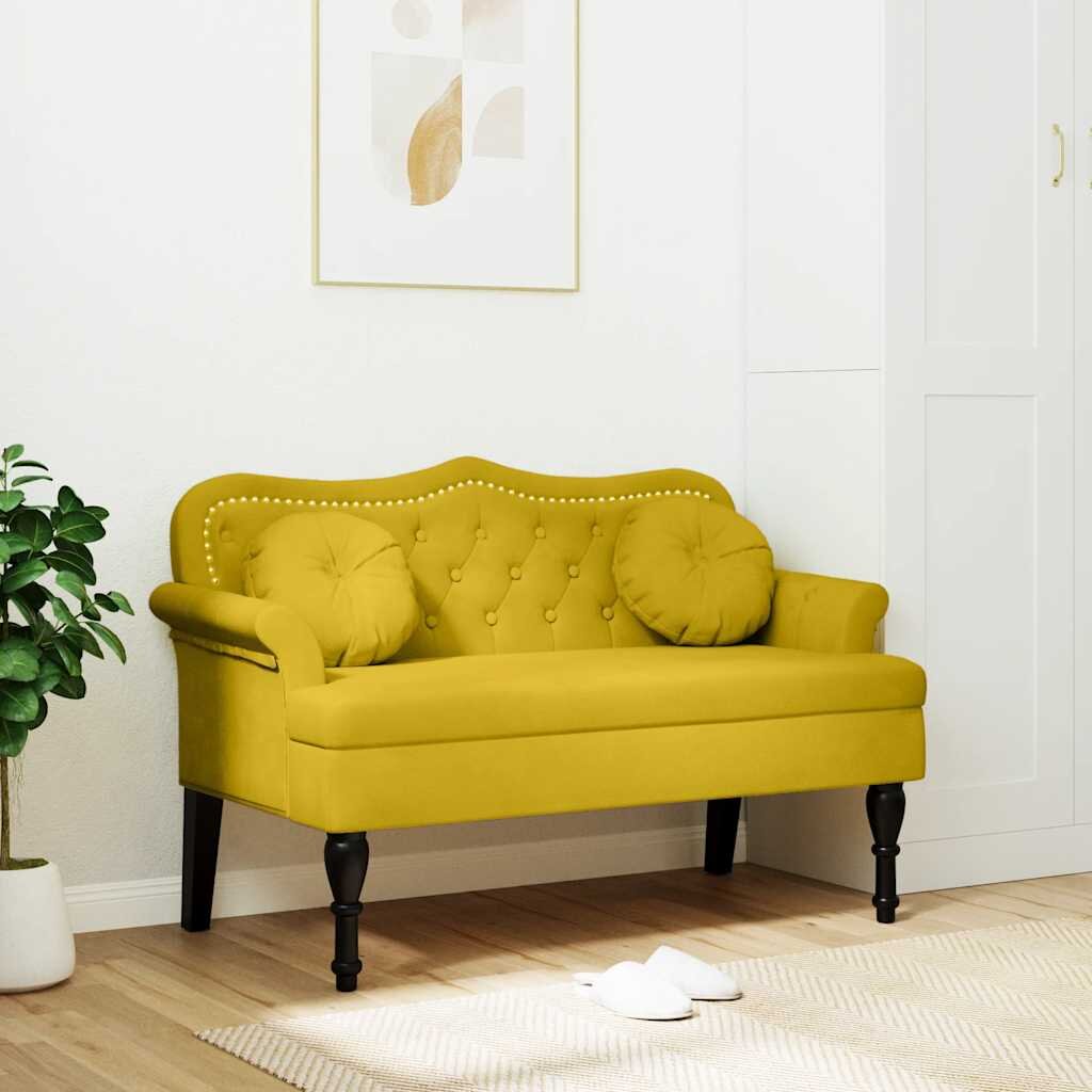 vidaXL Пейка с възглавници жълта 1205x65x75 см кадифе