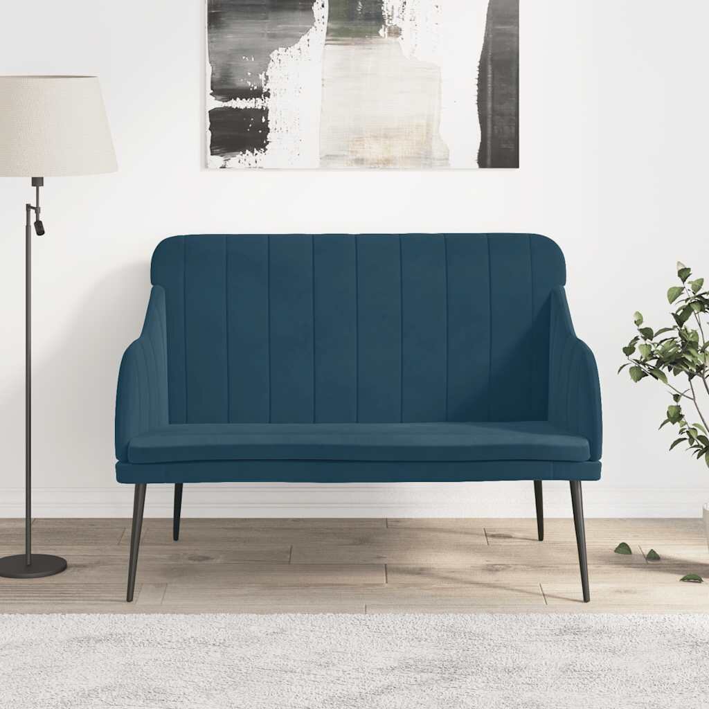 vidaXL Пейка синя 110x76x80 см кадифе