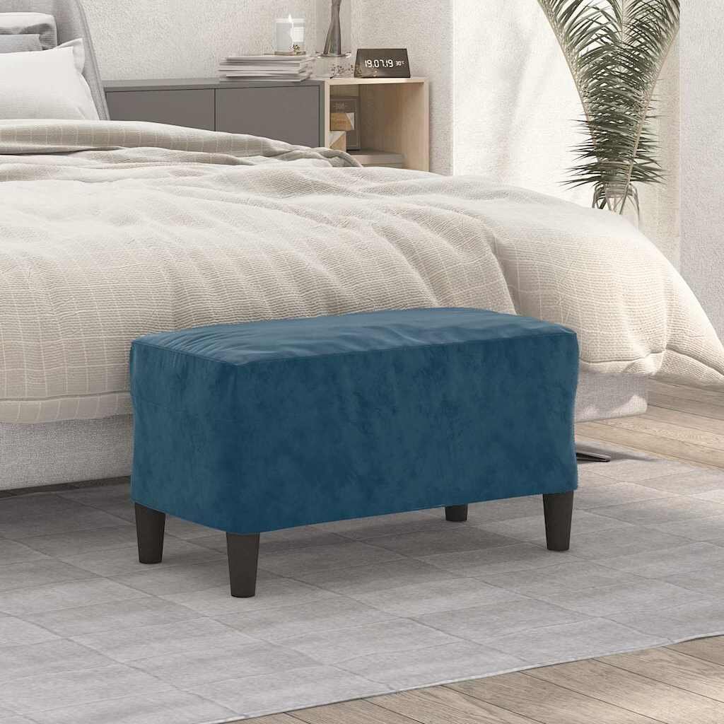 vidaXL Пейка синя 70x35x41 см кадифе