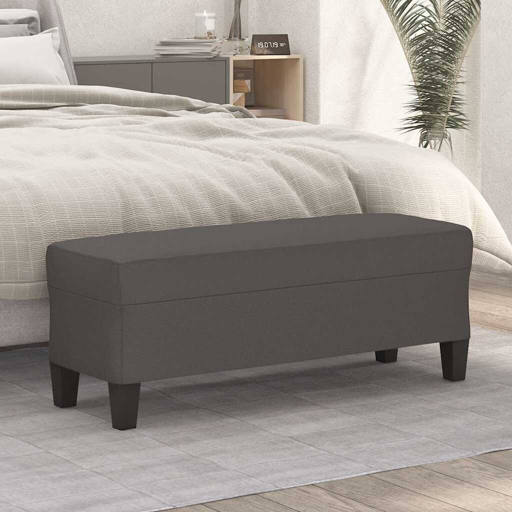 vidaXL Пейка сива 100x35x41 см изкуствена кожа