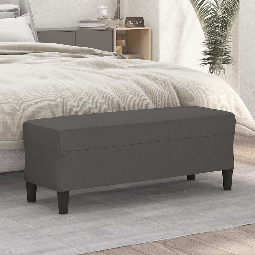 vidaXL Пейка сива 100x35x41 см изкуствена кожа