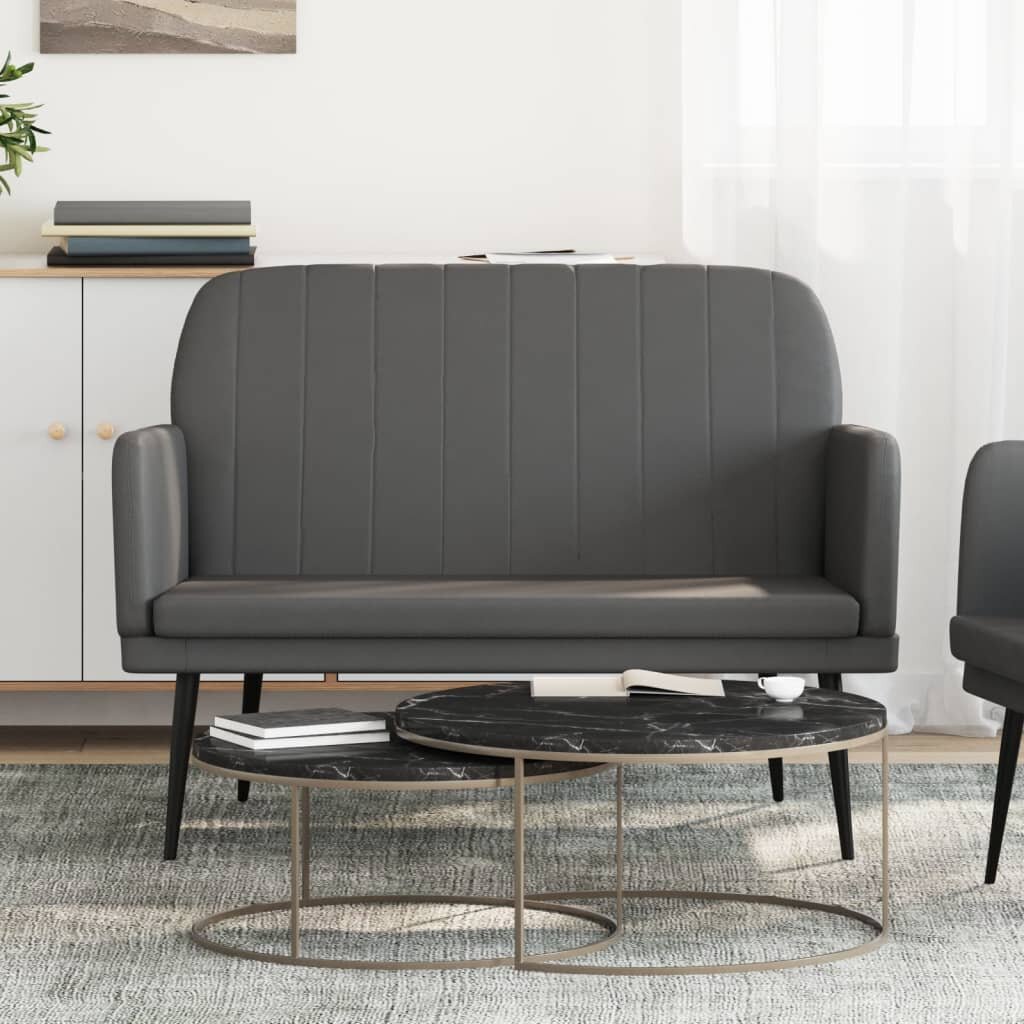 vidaXL Пейка сива 107x80x81 см изкуствена кожа